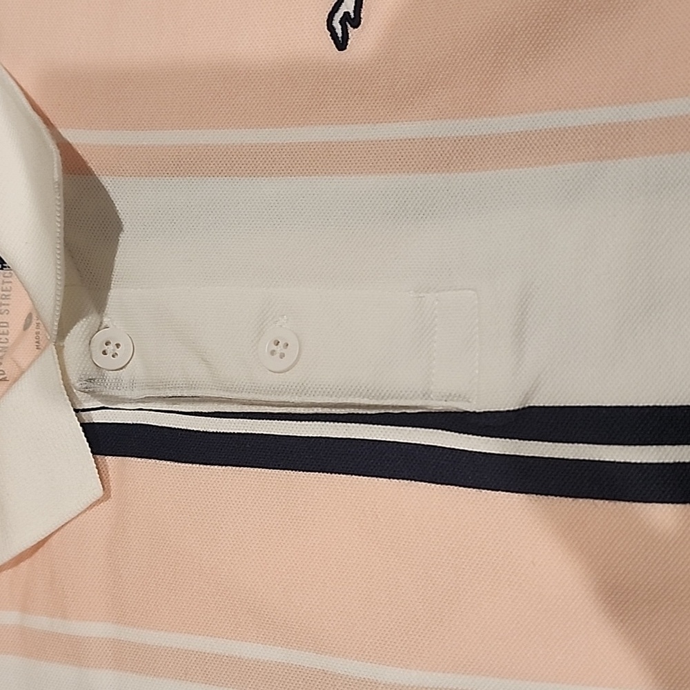 Hollister Peach and White Striped Polo Shirt